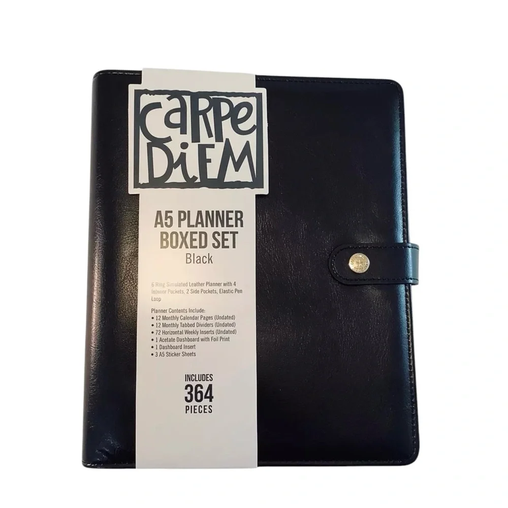 Simple Stories Carpe Diem A5 Planner Boxed Set w/Inserts 364 PCS BLACK - Picture 1 of 6